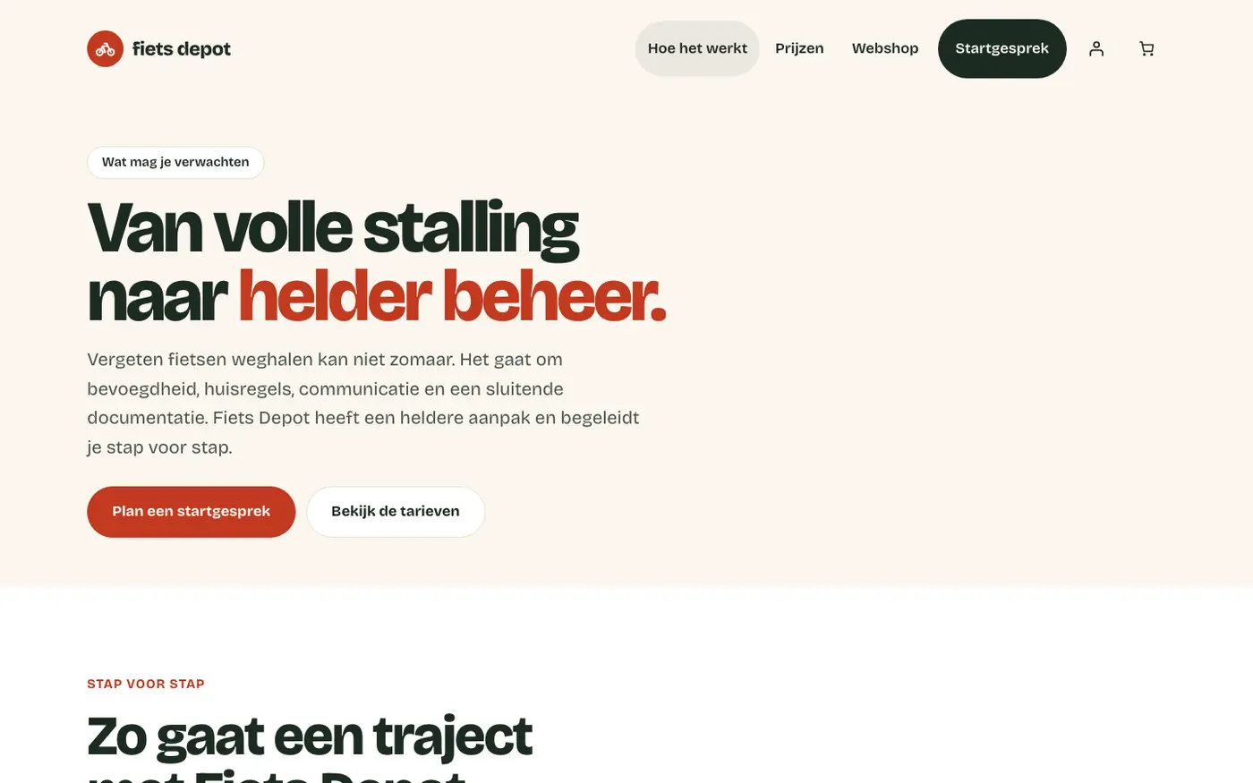 De werkwijze van Fiets Depot op desktop