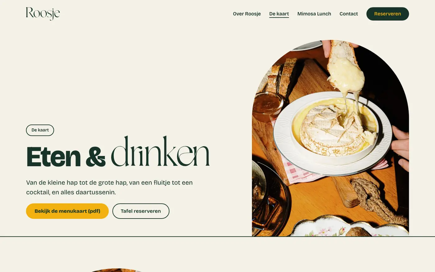 De kaart van Café Roosje op desktop